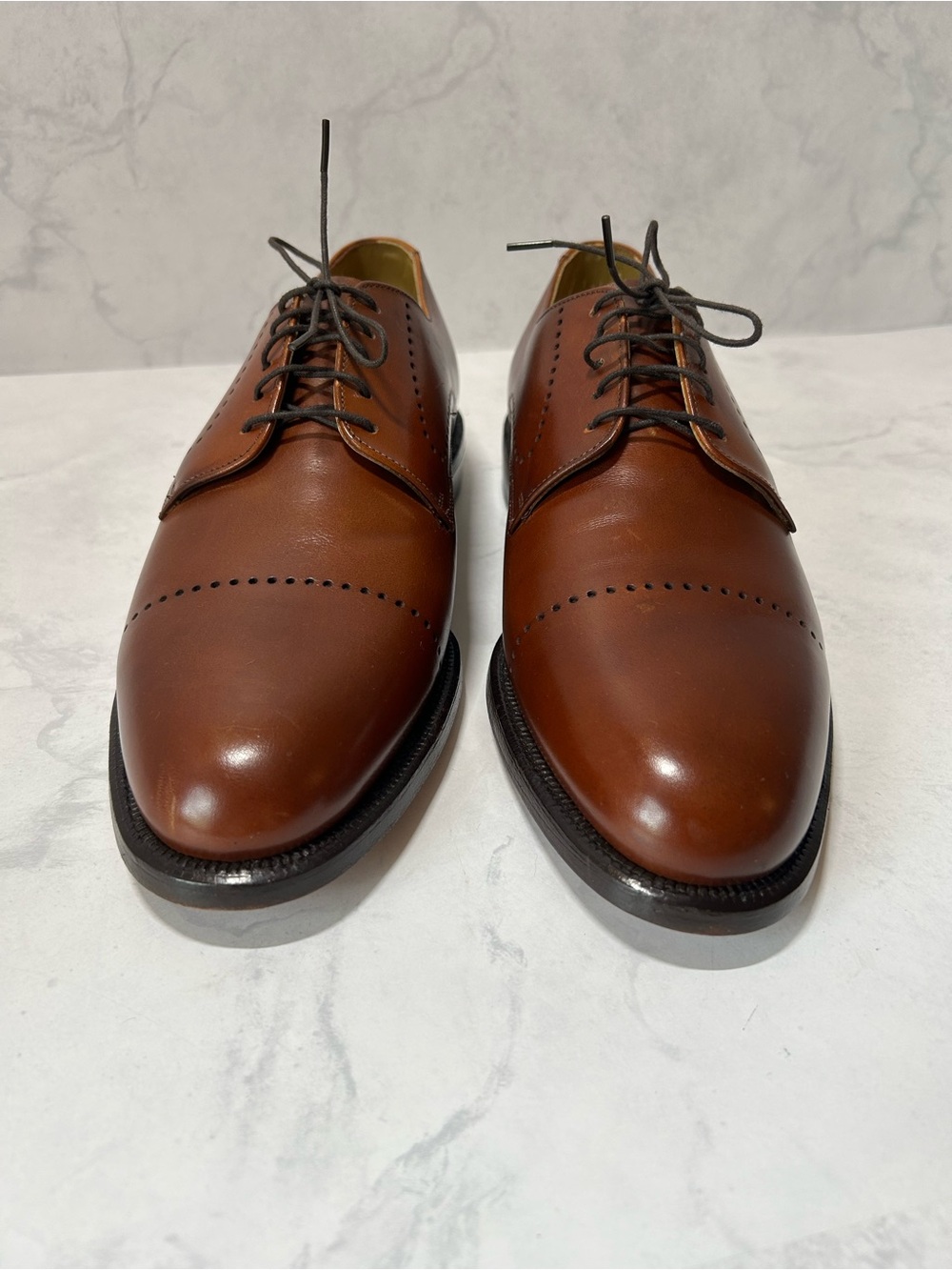 Men's Brown Leather Cap-Toe Oxfords